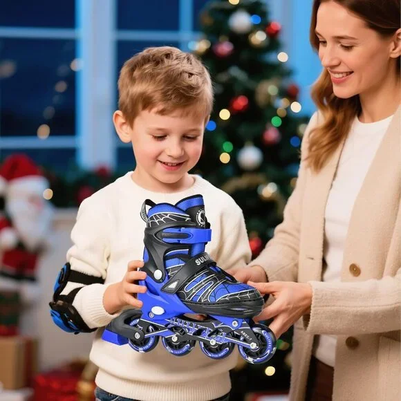 Sulifeel Kids E Spider Blue Unicorn Inline Adjustable Light Up Wheels Skates - Picture 8 of 8